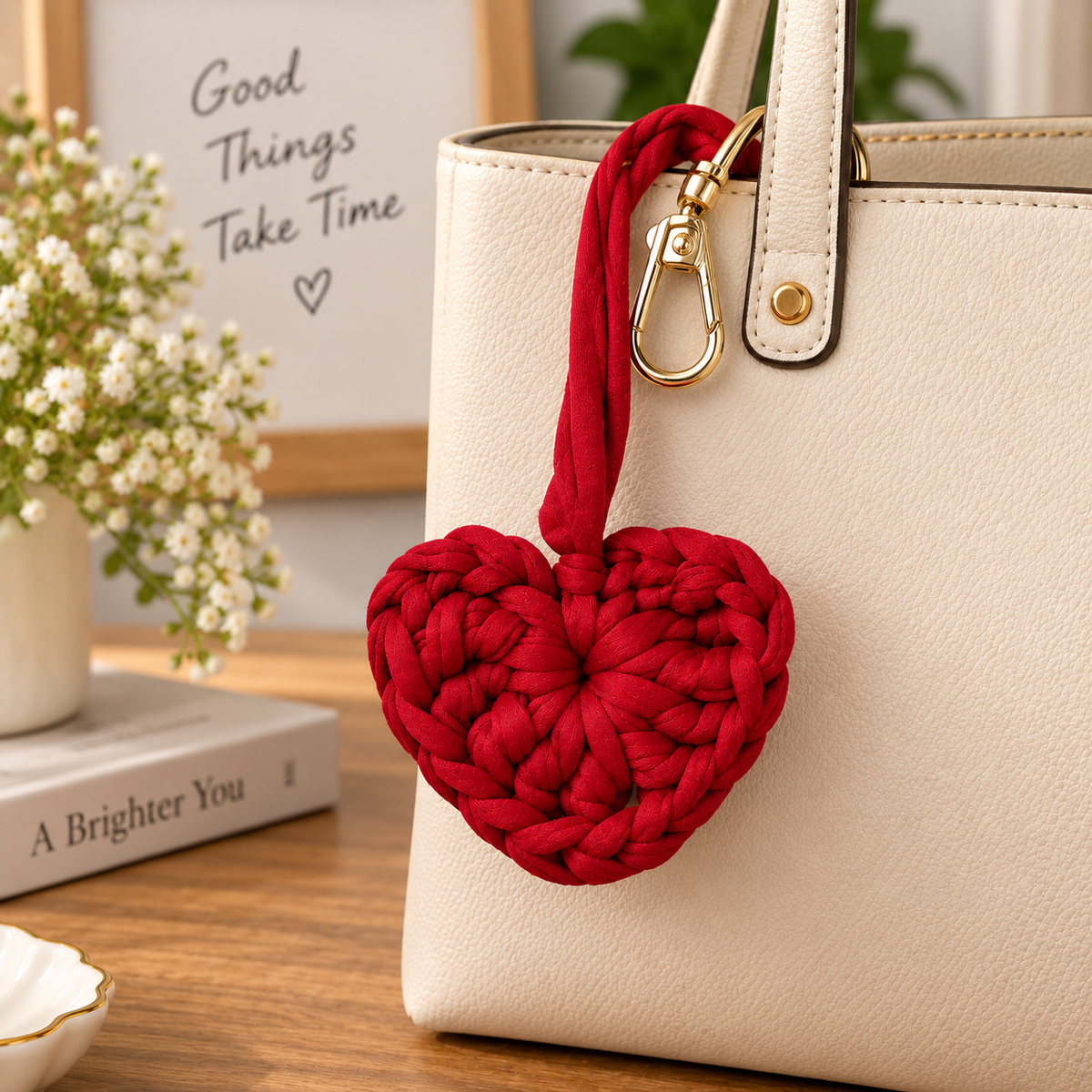 Heart Bag Charm | Handmade Crochet Bag Charm