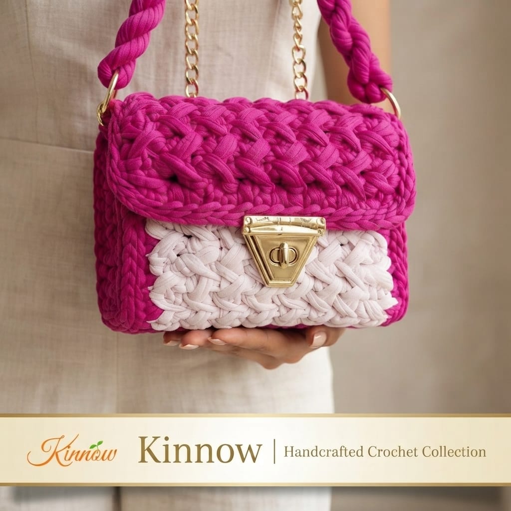 Candy Twist Handmade Crochet Bag | Crochet Bag with Gold Chain