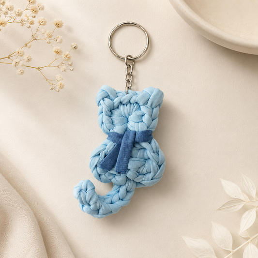 Cat Key Chain | Handmade Crochet | Cute Woven Cat Keyring & Bag Charm