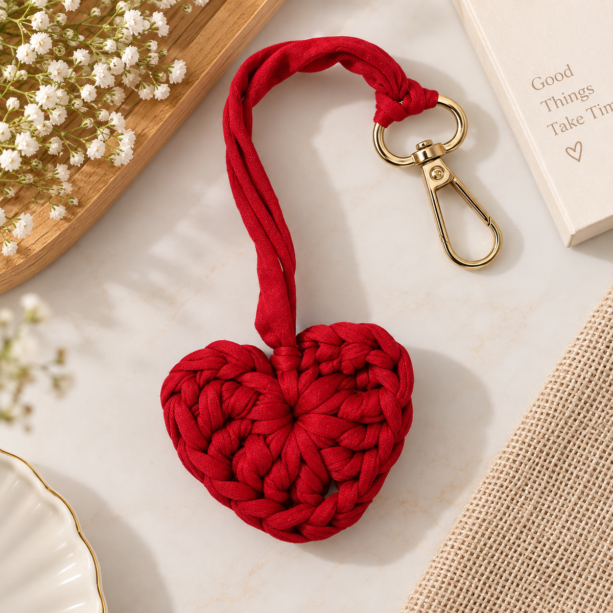 Heart Bag Charm | Handmade Crochet Bag Charm