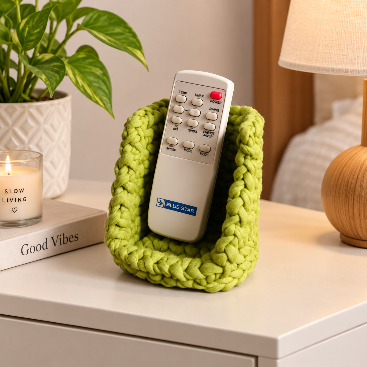 Mobole & Remote Holder | Handmade Crochet Mobile &amp; Remote Holder | Multipurpose Table Organizer
