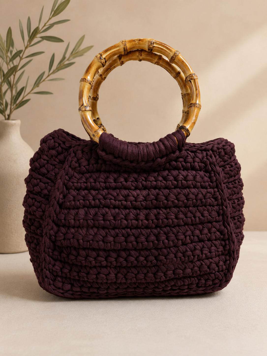 Wooden Touch Bag – Timeless Style with a Statement Finish | Handmade Crochet Bag