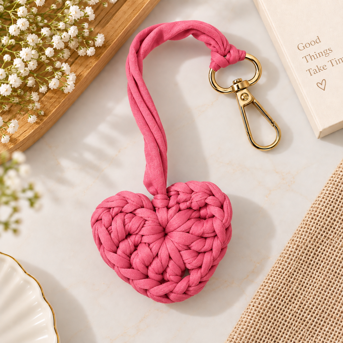 Heart Bag Charm | Handmade Crochet Bag Charm