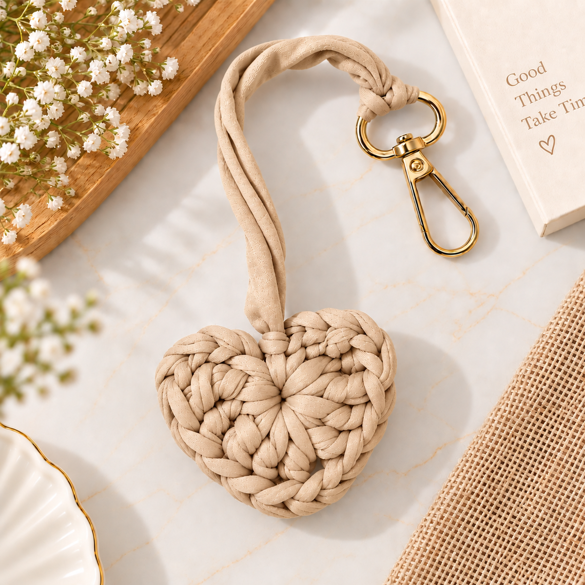 Heart Bag Charm | Handmade Crochet Bag Charm