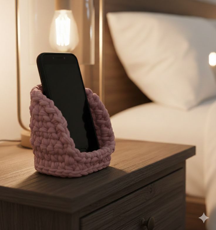 Mobole & Remote Holder | Handmade Crochet Mobile &amp; Remote Holder | Multipurpose Table Organizer